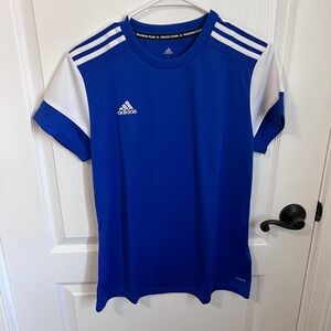 Adidas Womens miSQU17 Climalite Soccer Jersey Blue White CF0417 Size Large NEW